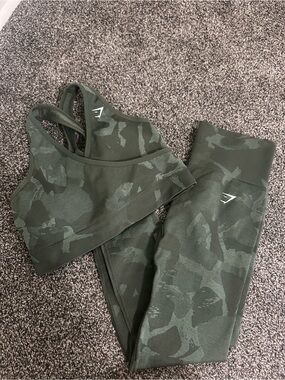 Gymshark Olive Green Seamless Camo Active Set NWOT
